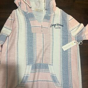 Long Island Ocean Drive Pink and Blue Striped Hoodie